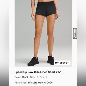 EUC Lululemon Speed up 6